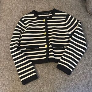 English Factory Striped Cardigan